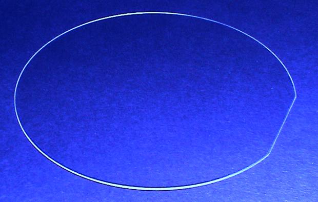 Glass wafer with typical wafer shape with flat